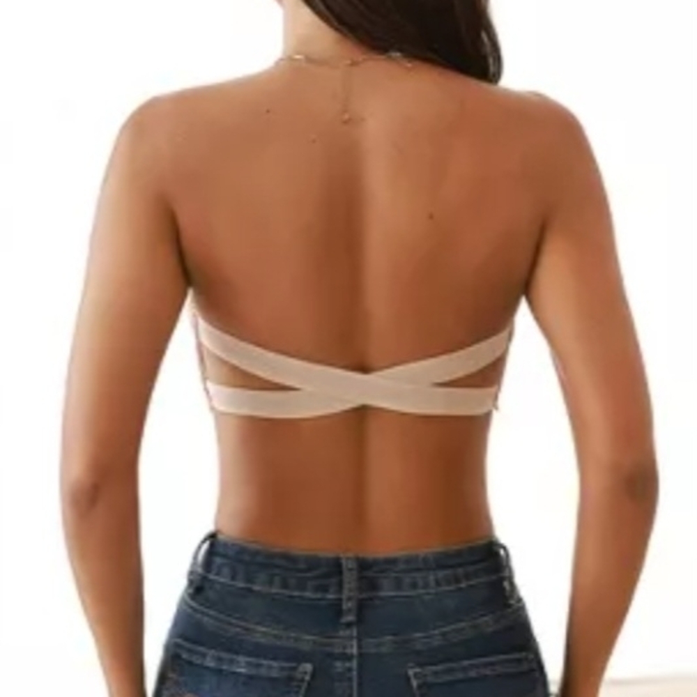 🔥MWT CUPSHE Women's NUDE Lace Bandeau Bra - Picture 4 of 10